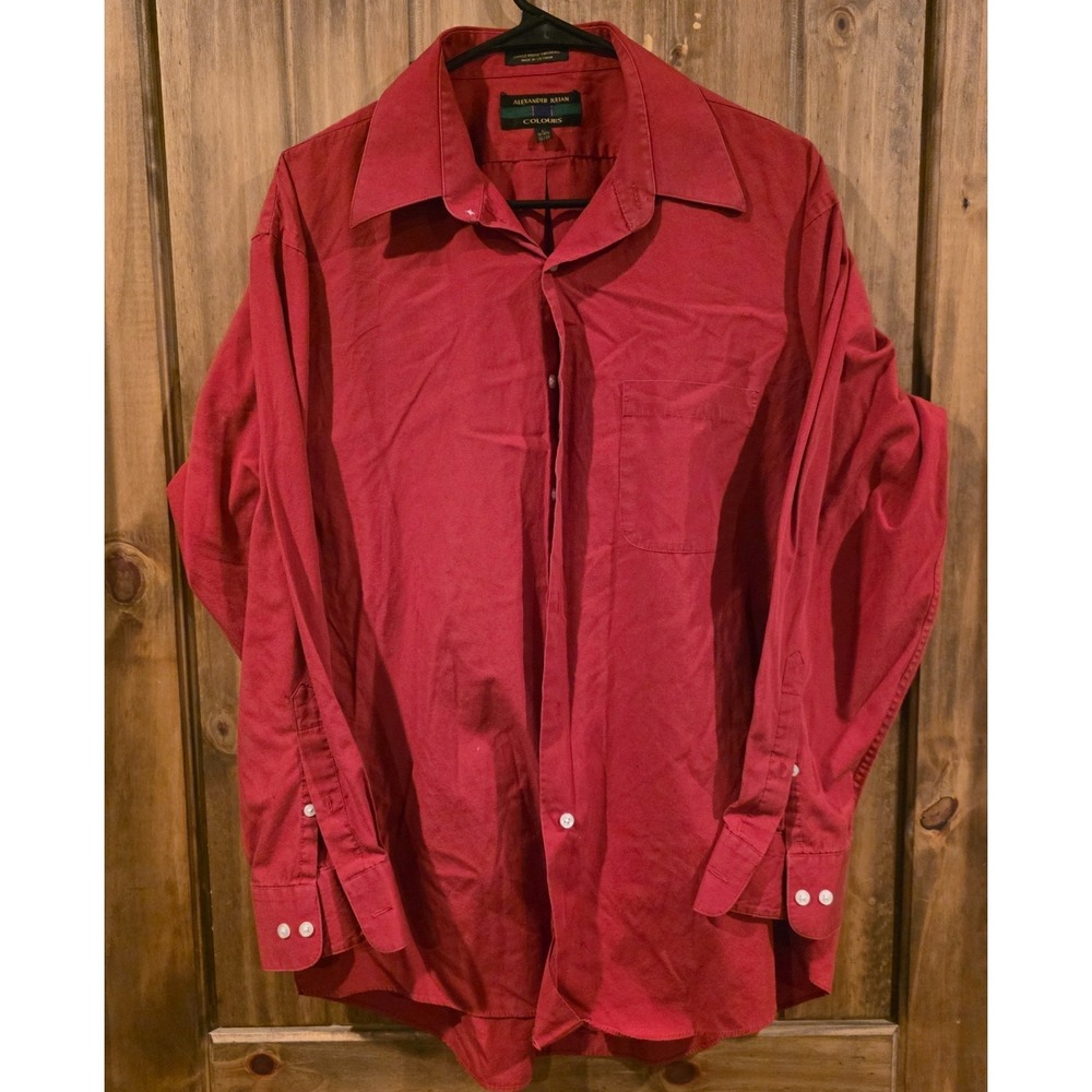 Alexander Julian Colours Button-Up Dress Shirt Mens Size L 32/33 Red Long Sleeve